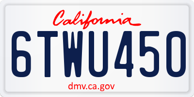 CA license plate 6TWU450