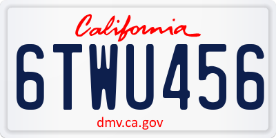 CA license plate 6TWU456
