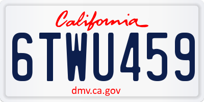 CA license plate 6TWU459