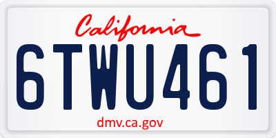 CA license plate 6TWU461