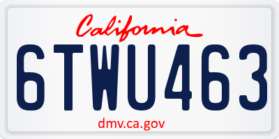 CA license plate 6TWU463