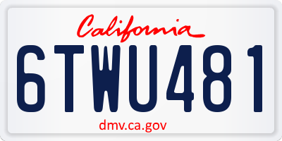 CA license plate 6TWU481