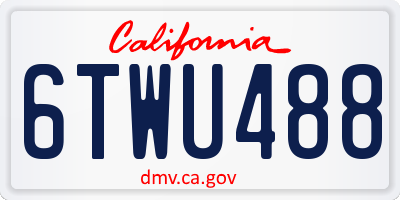CA license plate 6TWU488