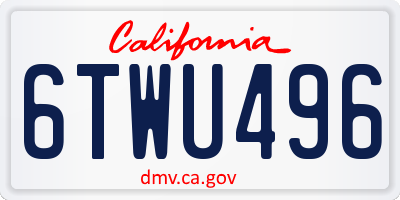 CA license plate 6TWU496