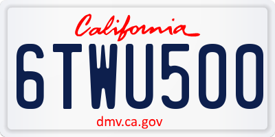 CA license plate 6TWU500