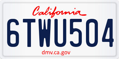 CA license plate 6TWU504