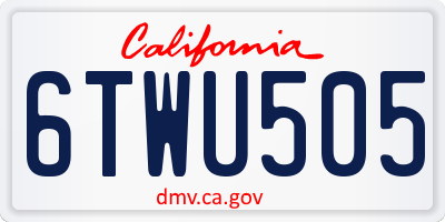 CA license plate 6TWU505