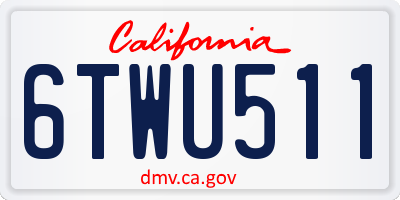 CA license plate 6TWU511