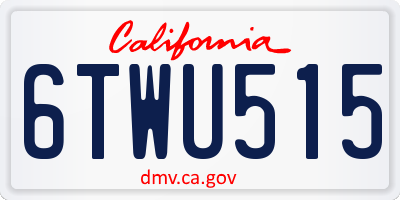 CA license plate 6TWU515