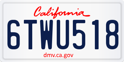 CA license plate 6TWU518
