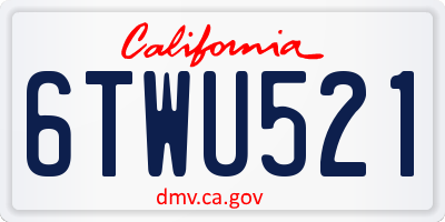 CA license plate 6TWU521