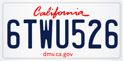 CA license plate 6TWU526