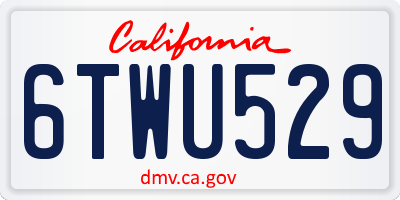 CA license plate 6TWU529