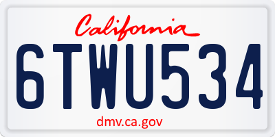 CA license plate 6TWU534
