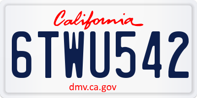 CA license plate 6TWU542