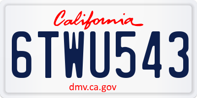 CA license plate 6TWU543