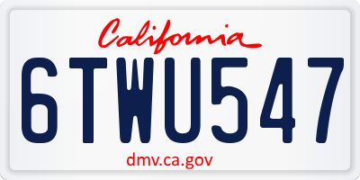 CA license plate 6TWU547