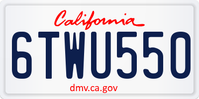 CA license plate 6TWU550
