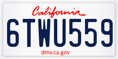 CA license plate 6TWU559