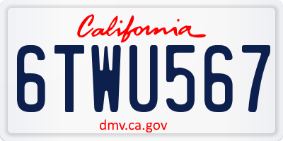 CA license plate 6TWU567