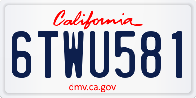 CA license plate 6TWU581