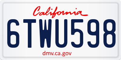 CA license plate 6TWU598