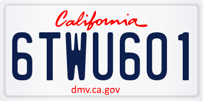 CA license plate 6TWU601