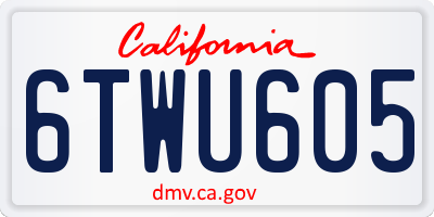 CA license plate 6TWU605