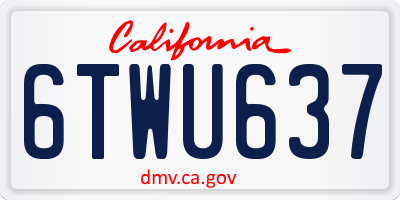 CA license plate 6TWU637