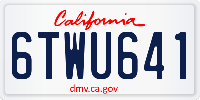 CA license plate 6TWU641