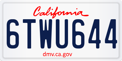 CA license plate 6TWU644