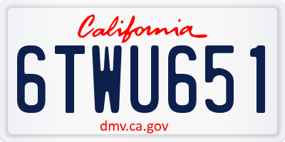 CA license plate 6TWU651