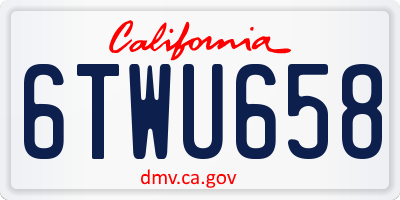 CA license plate 6TWU658