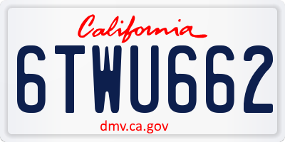 CA license plate 6TWU662