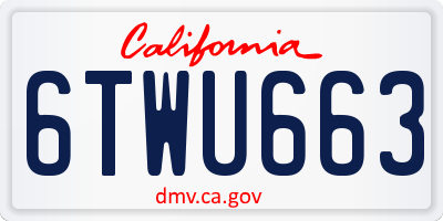 CA license plate 6TWU663