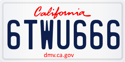 CA license plate 6TWU666