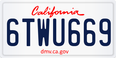 CA license plate 6TWU669