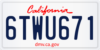 CA license plate 6TWU671