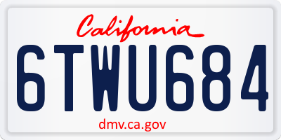 CA license plate 6TWU684