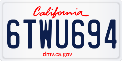 CA license plate 6TWU694