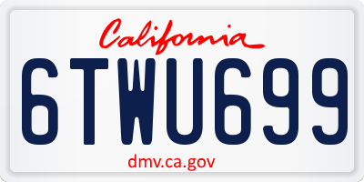 CA license plate 6TWU699