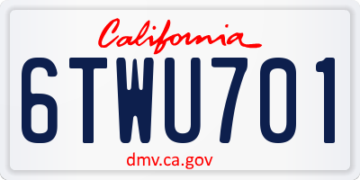 CA license plate 6TWU701
