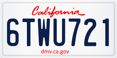 CA license plate 6TWU721