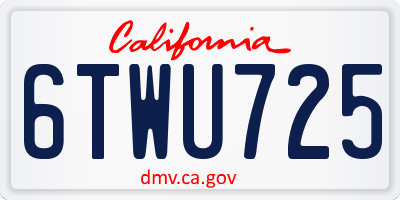 CA license plate 6TWU725
