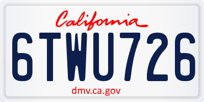 CA license plate 6TWU726