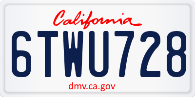 CA license plate 6TWU728