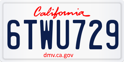 CA license plate 6TWU729