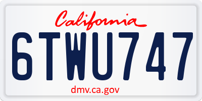 CA license plate 6TWU747