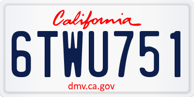 CA license plate 6TWU751