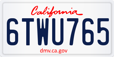 CA license plate 6TWU765